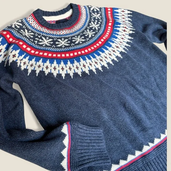 Men’s American Eagle Navy Blue Fair Isle Sweater New - Picture 3 of 7